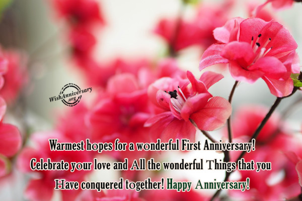 Warmest Hopes For A Wonderful First Anniversary-wa73